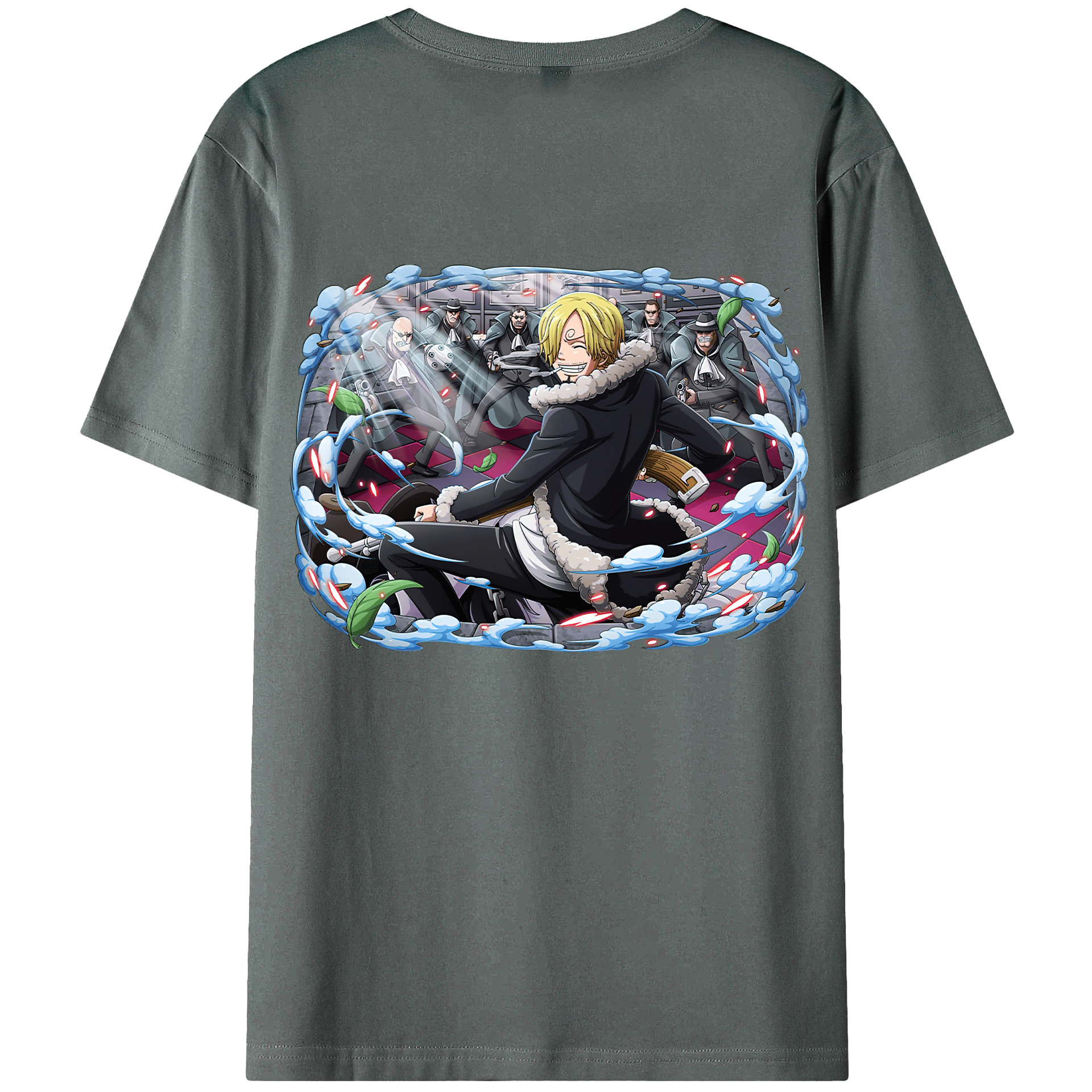 （画像用） ワンピース サンジ ONE PIECE Sanji 綿100％ メンズ半袖Tシャツ（バックプリント） 通気性
